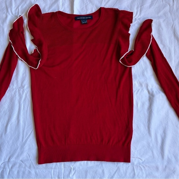 French Connection Sweaters - French Connection Ruffled Cold Shoulder Sweater Women’s Sz L